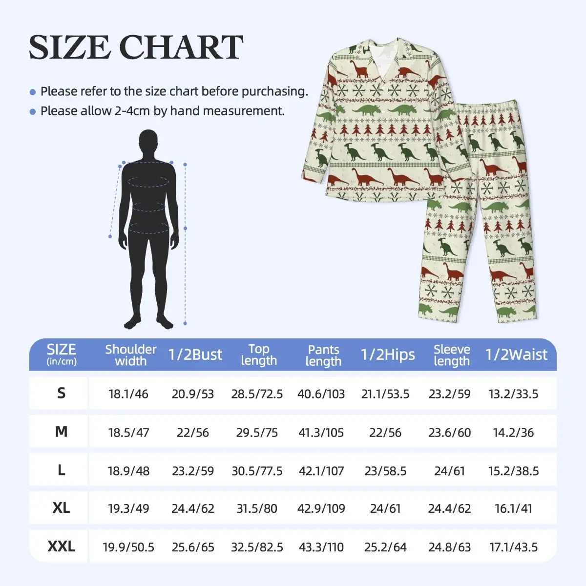 Pijamas masculinos dinossauro padrão de natal roupa de dormir diária duas peças retro conjuntos de pijama de manga longa na moda oversized casa terno