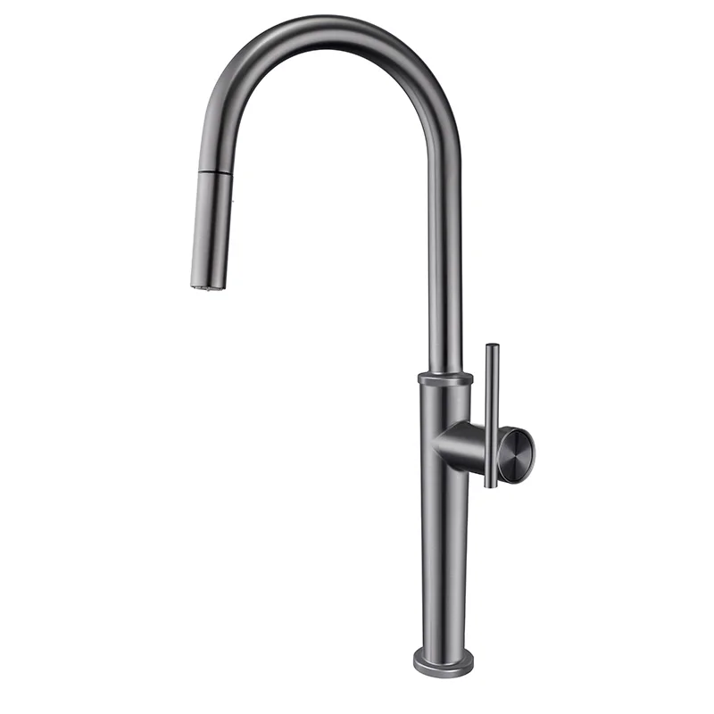 

Grey Pull Out Sink Faucet Kitchen Single Handle Faucet Single Hole Hot and Cold Mixing Faucet Deck Mount