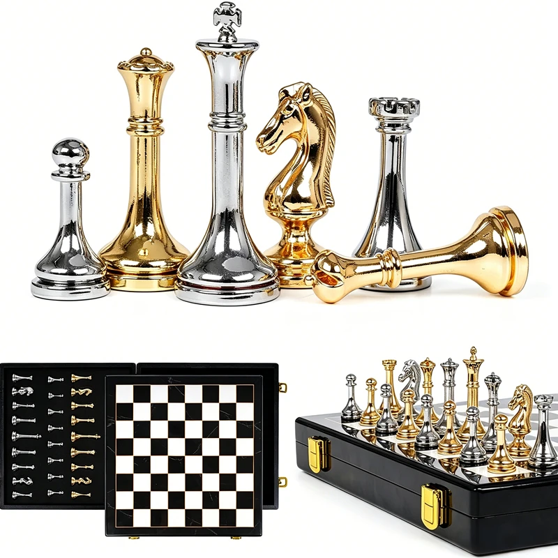 chessboard-29cm-114inch-metal-zinc-alloy-chess-international-includes-2-extra-queens-perfect-various-holiday-gift-board-game