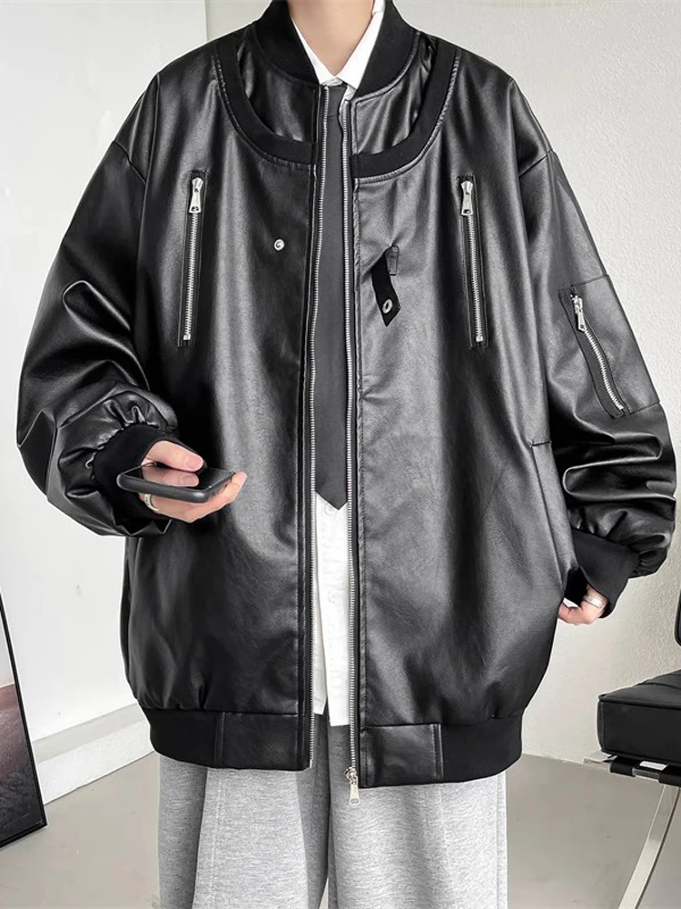 

Мужская куртка-бомбер MA-1 в американском ретро-стиле из искусственной кожи, с воротником-стойкой, повседневная, свободного кроя, для подростков