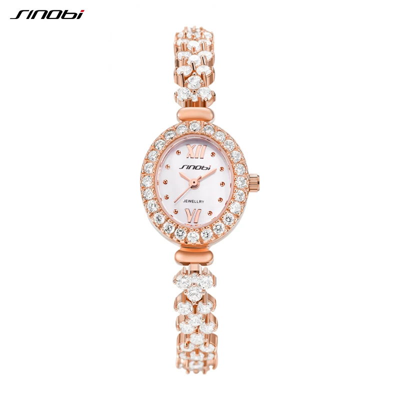 SINOBI Women High End Diamond Quartz Wristwatch Top Luxury Brand Noble Ladies Jewelry Watch Fashion Design 5ATM Relogio Feminino