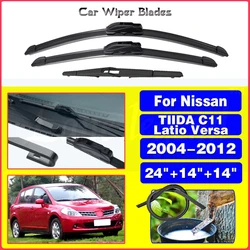 For Nissan TIIDA C11 2004-2012 Latio Versa Car Front Rear Wiper Blade Windscreen Windshield Window Washer U Hook Arm 24