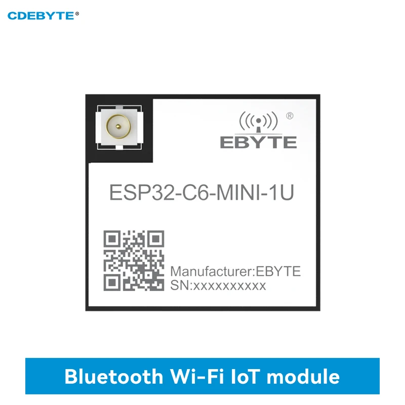 

ESP32-C6 Bluetooth WiFi Module 2.4GHz CDEBYTE ESP32-C6-MINI-1U FLASH 4MB BLE5.3 WiFi6 AT Command 20dBm IPE Antenna SMD Module