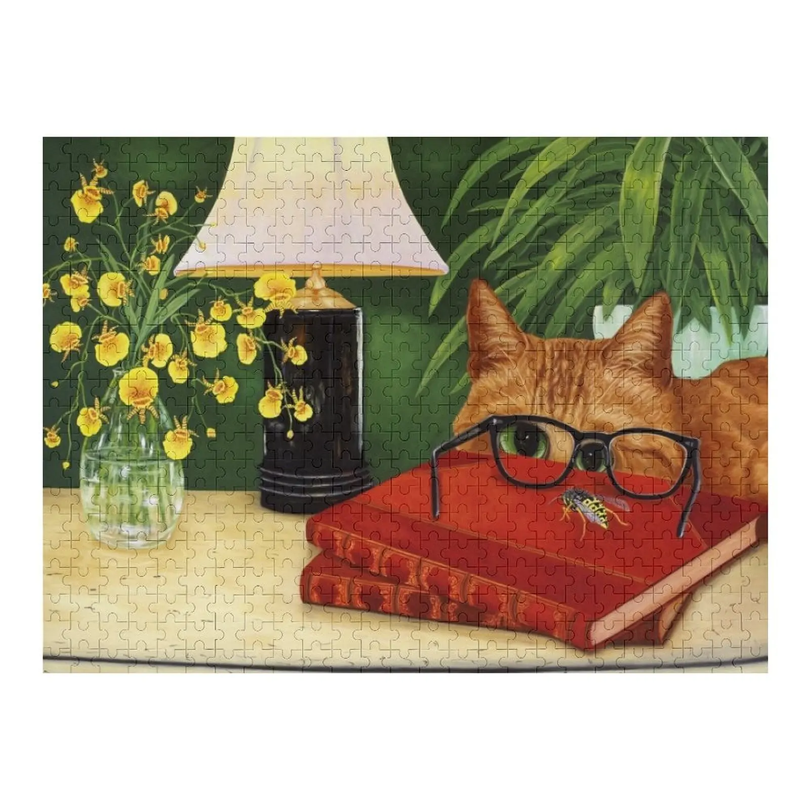 

Orange Tabby Cat and Bee. Jigsaw Puzzle Custom Personalised Toys Puzzle