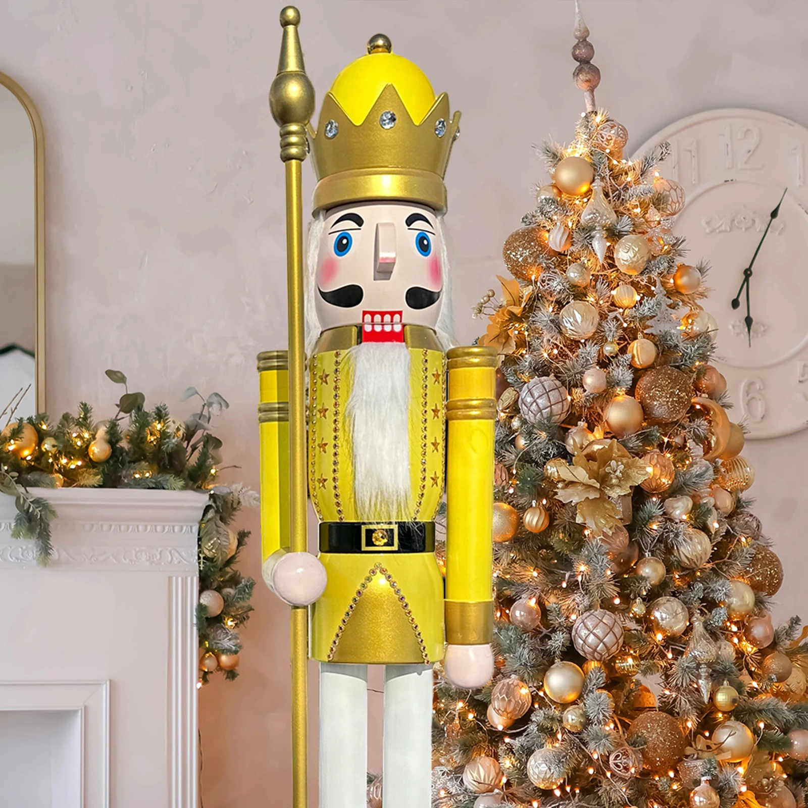 

CDL Wooden Nutcracker 6 feet 1.8m High Yellow and White King Wooden Nutcracker Figurine Home Decor Bithday Party K26