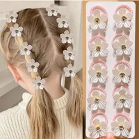 10pcs Girls Elastic Hair Bands with Rhinestone And Flower Decorations High Elasticity Durable Hair Ties for Outdoors Decoration 3