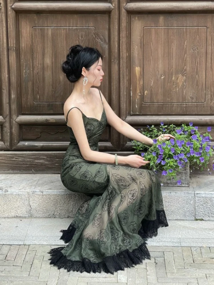 

Милое Y2k эстетическое платье с цветочным принтом, женское винтажное кружевное лоскутное платье Jsk, модная туника с тонкой талией, элегантное платье в Корейском стиле