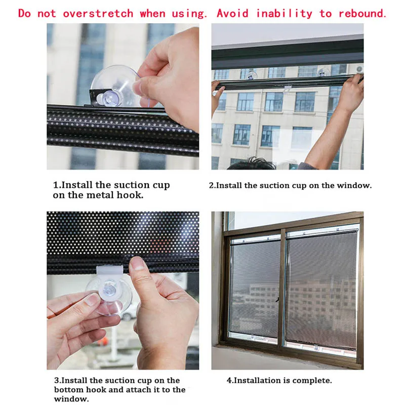 Roller Blinds Blackout Curtain Awning Window Curtain Living Room Bedroom Car Kitchen Office Universal Sun Protection Suction Cup