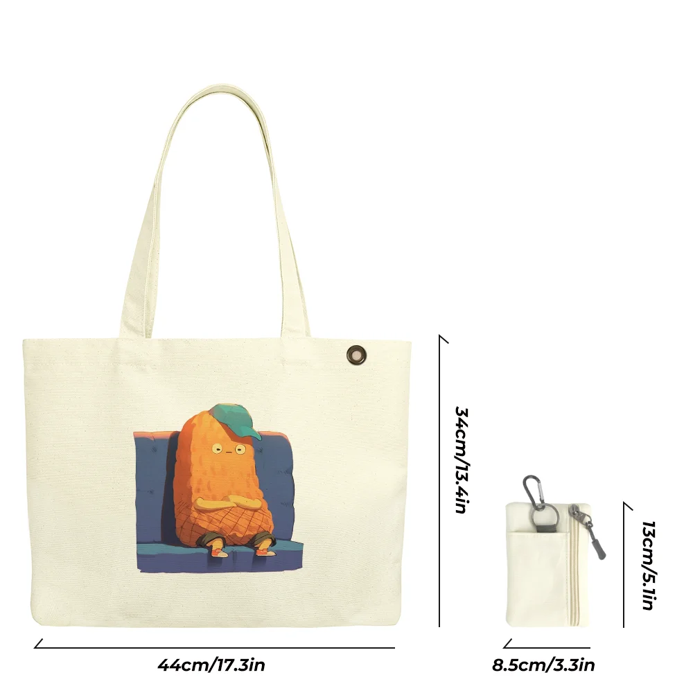 Printed Tote Bag, Canvas Large Capacity Shoulder Bag with Mini Coin Purse, Handbag for School, Shopping ,Daily Commute