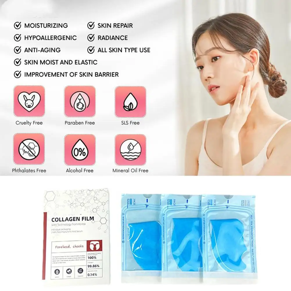 3 Bags Soluble Collagen Film Face Serum Mask Hydrolyzed Skin Care Neck Moisturizing Mask Lift Face Patches I0L8