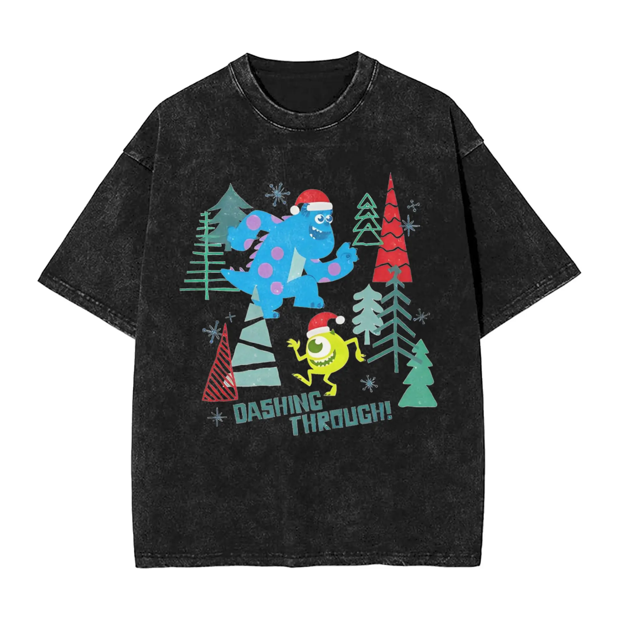 

Christmas Dashing Through Monsters University T-Shirt Novelty T Shirts Short-Sleeved Tshirt Summer Cotton O Neck Oversized Tees