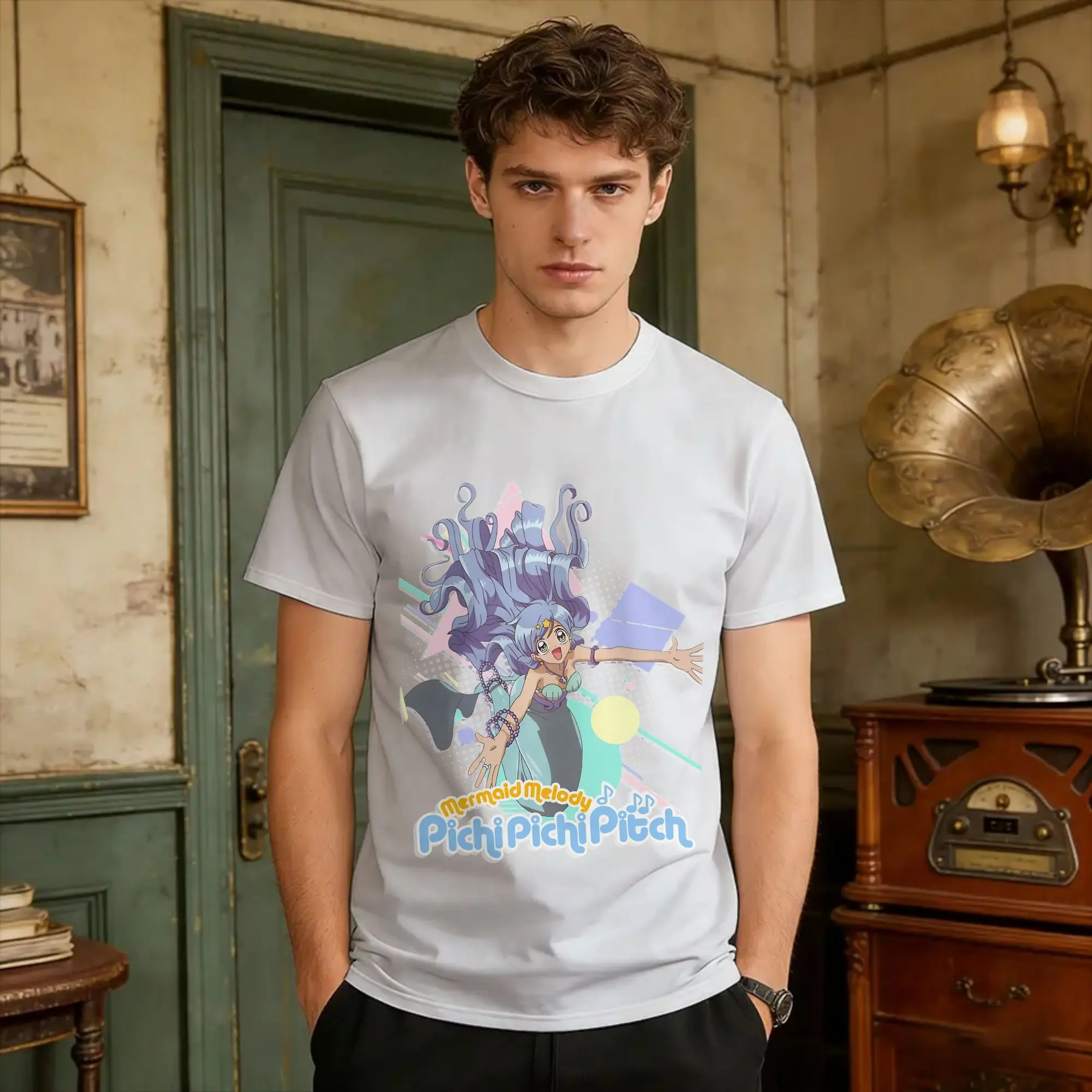 Harajuku T Shirt Mermaid Melody, Pichi Pichi Pitch Cotton T Shirts  Fashion Tee Shirt for Mens Summer Y2K Funny Casual Clothing