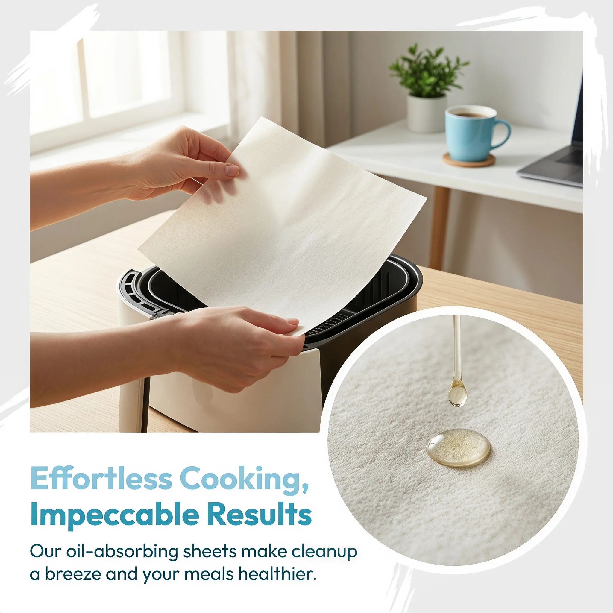 500Pcs Baking Oil Absorbing Paper Food Grade Oil Absorbent Sheets Disposable Greaseproof Cooking Film for Fries Bacon Pizza Air