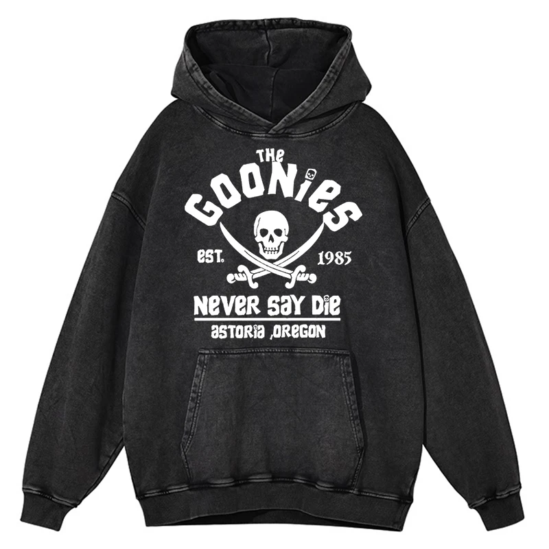 

Retro Distressed Washing Oregon Pirate Flag Never Say Die Astoria Men Sweatshirt 100% Cotton Hoodie Casual Clothing Loose Hoody