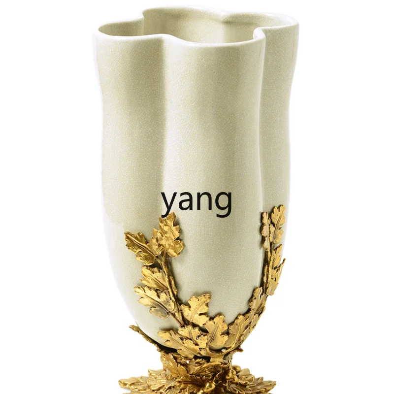 

Yjq Ceramic Inlaid Copper Peacock Flower Bird Entrance Fireplace Vase Soft Decoration Home Decorations and Accessories