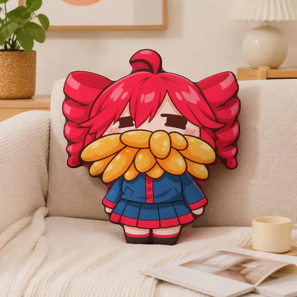 Kasane Teto Fries Shaped Pillow Vocal Synth Character Throw Cushion Stuffed Plush Anime Home Sofa Decor Cute Fan Gift