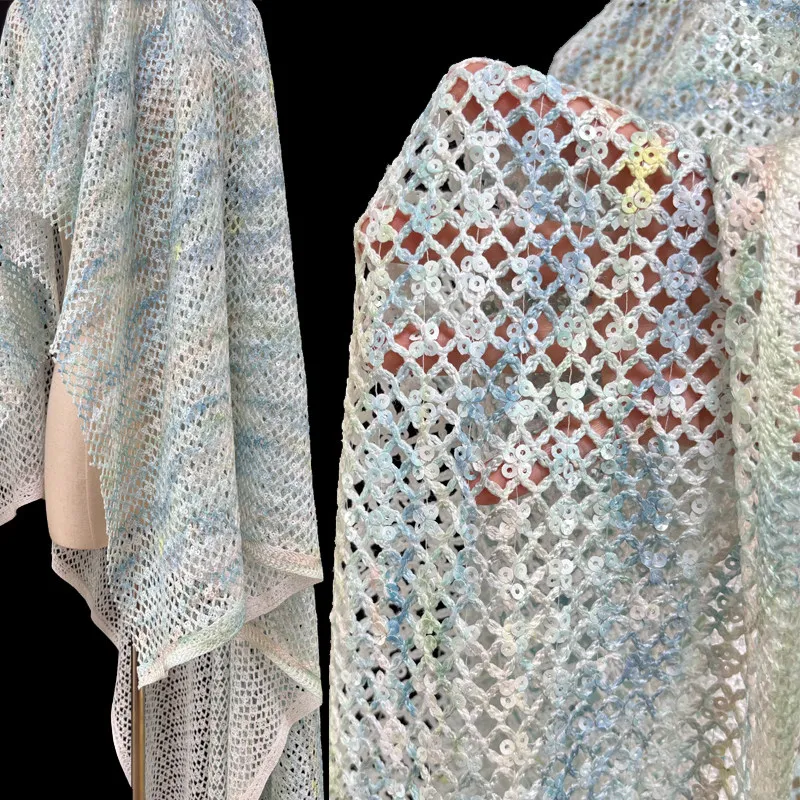 

Colorful Embroidery Diamond Knitted Lace Mesh Fabric for DIY Sewing Smock Dress Clothing Fashion Wholesale Cloth Material