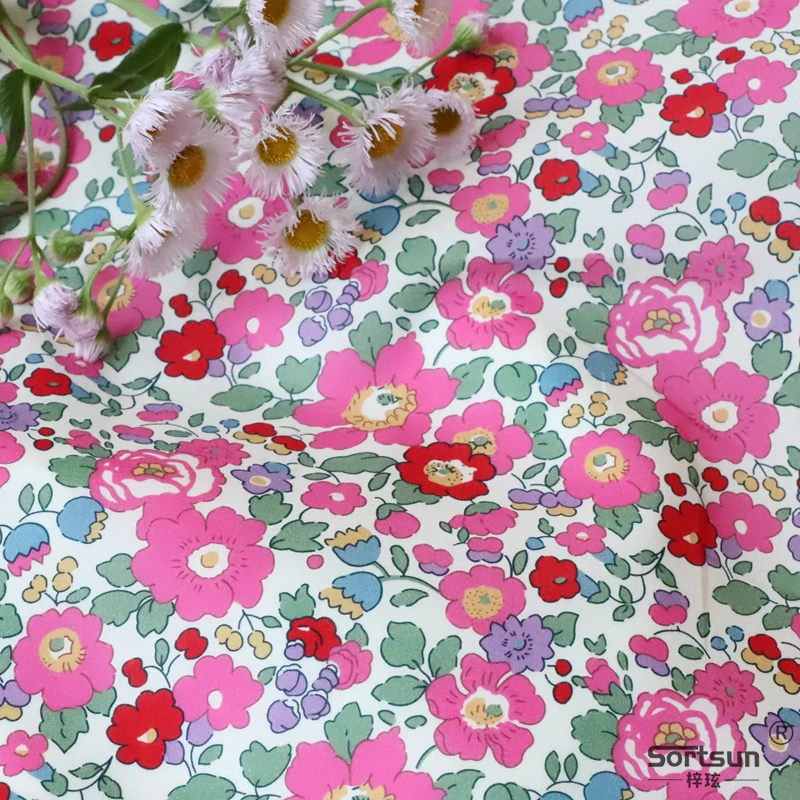 Betsy Floral 100% Cotton Fabric 80S Like Liberty Digital Printed For Sewing Cloth Dress Skirt Kids Designer Poplin Tela Designer