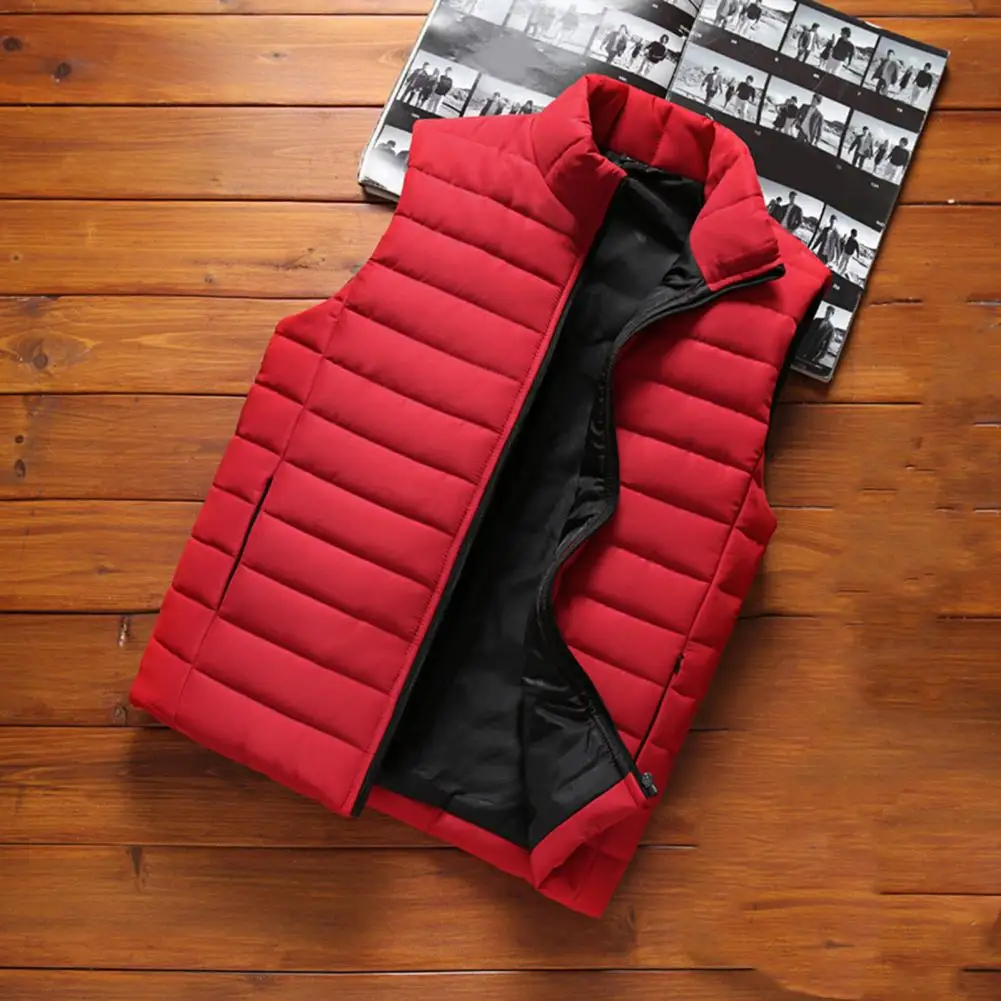 Padded Coat Slim Fit Winter Vest 3D Cutting Windproof Outdoor Thicken Sleeveless Padded Coat Winter Waistcoat Vest Men Clothes