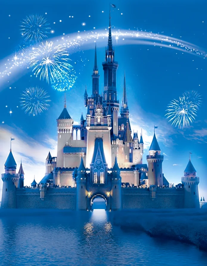 5x7FT Fairy Tale Fireworks Amusement Park Castle Custom Outdoor Weatherproof Photo Background Wrinkle Free Polyester Polycotton