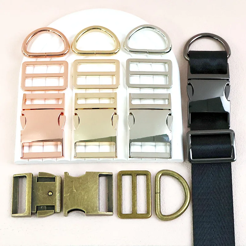 

1Set D Ring Metal Buckles Backpack Adjuster Tri Glide Sliders 15/20/25/30/38mm Bag Webbing Strap Release Buckle Carabiner Clips