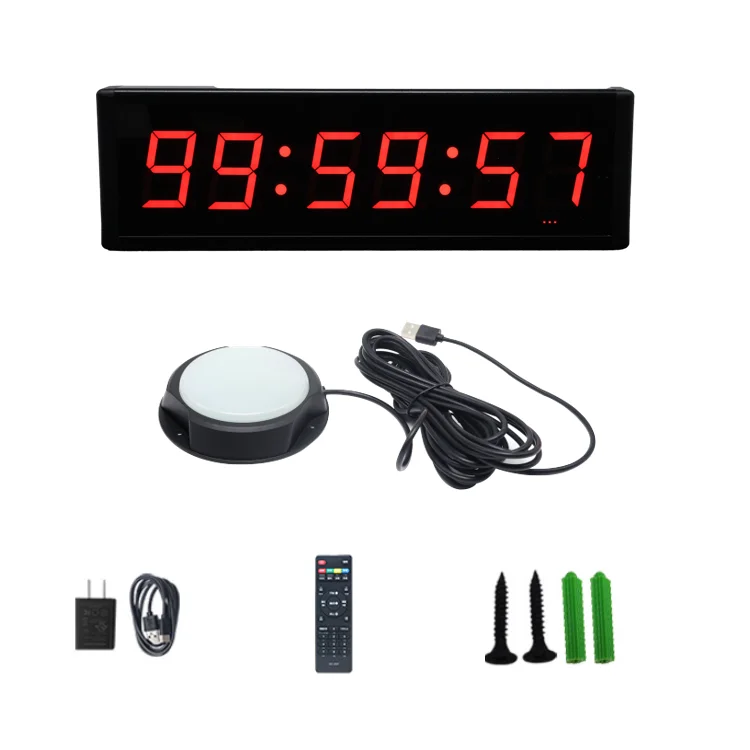 E Series 2.3-inch Digital Display Light Emitting Diode Chronograph Clock Wired Button Control Voice Rechargeable Battery