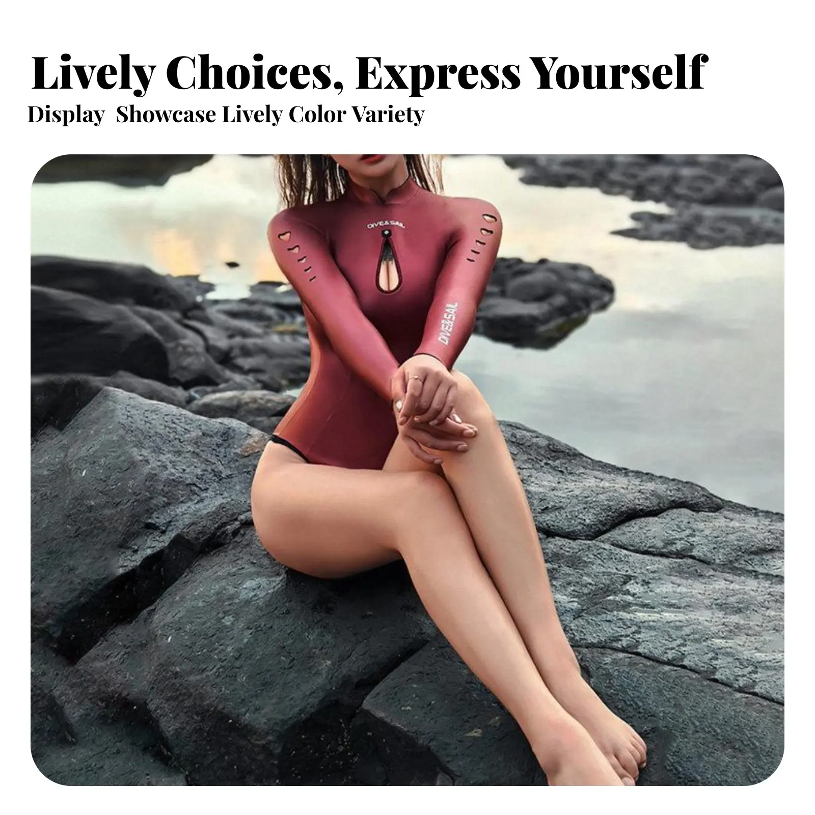 

2mm Wetsuit, Women's Backless Bikini, Chest Cutout, High-Cut, One-Piece Freediving Swimsuit, Water Sports Suit