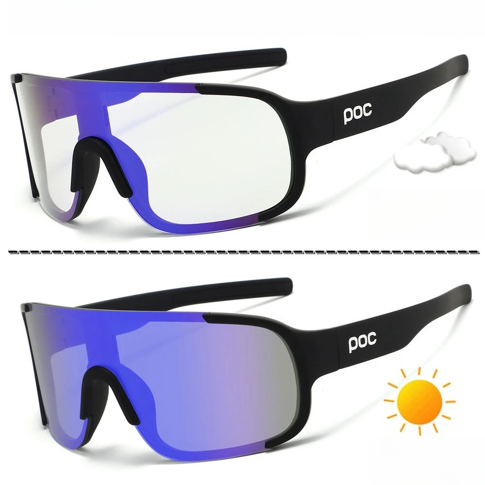 POC Tag- und Nacht-Fahrradbrille mit Farbwechsel. Winddichte Schutzbrille für Outdoor-Sportarten, Laufen und Marathon.