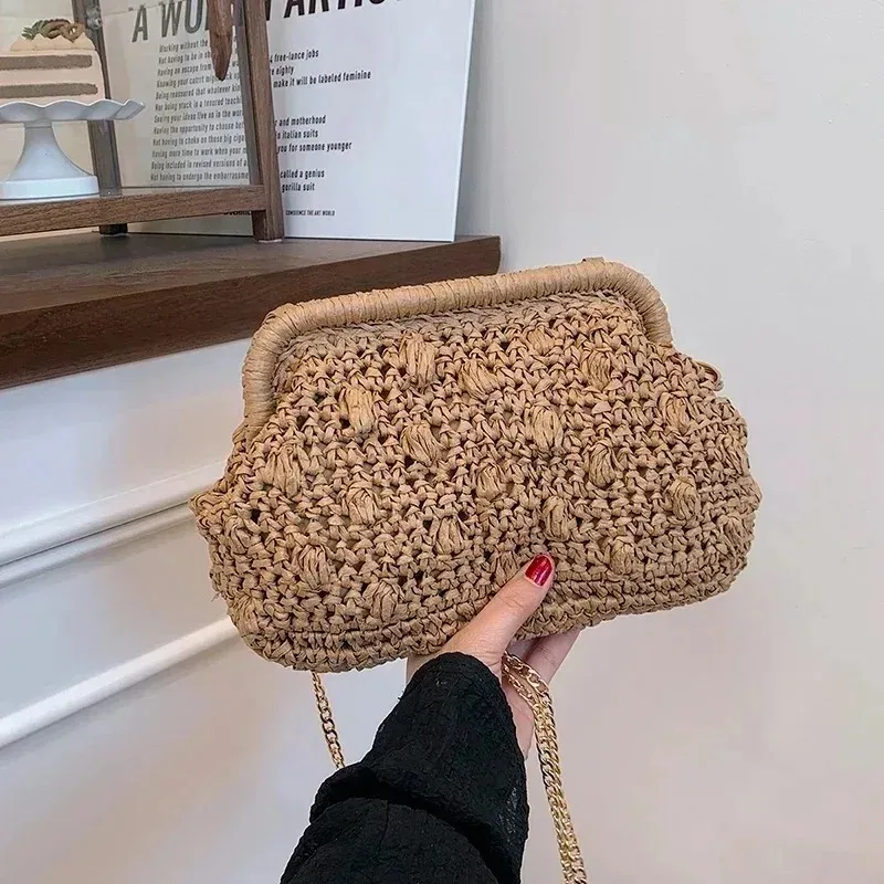 

Straw Weaving Hollow Out Fashion Shoulder Bags Design Casual Ladies Bags on Sale 2025 Niche Versatile Beach Vacation Handbags