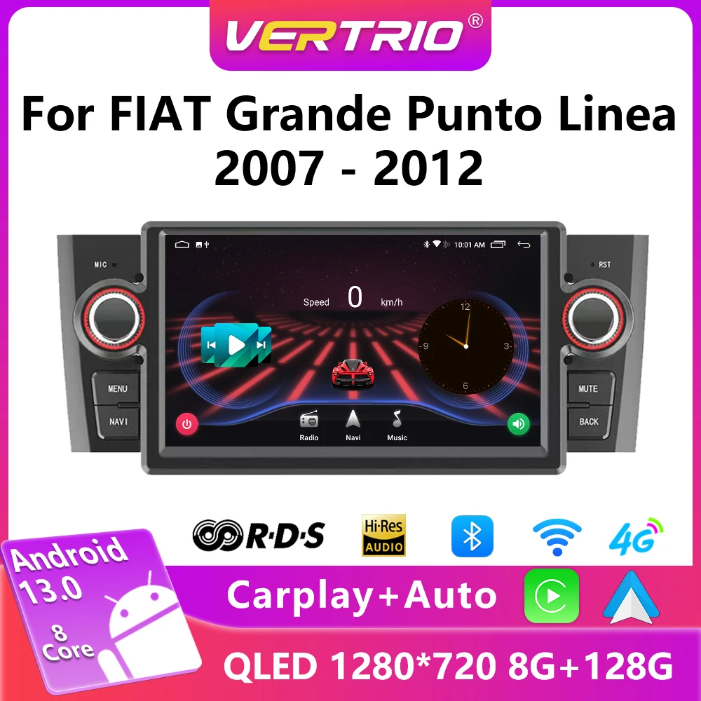 

Android 13 Auto For FIAT Grande Punto Linea 2007-2012 Car Radio Multimedia Player 4G Wireless Carplay 2 Din DVD Stereo DSP