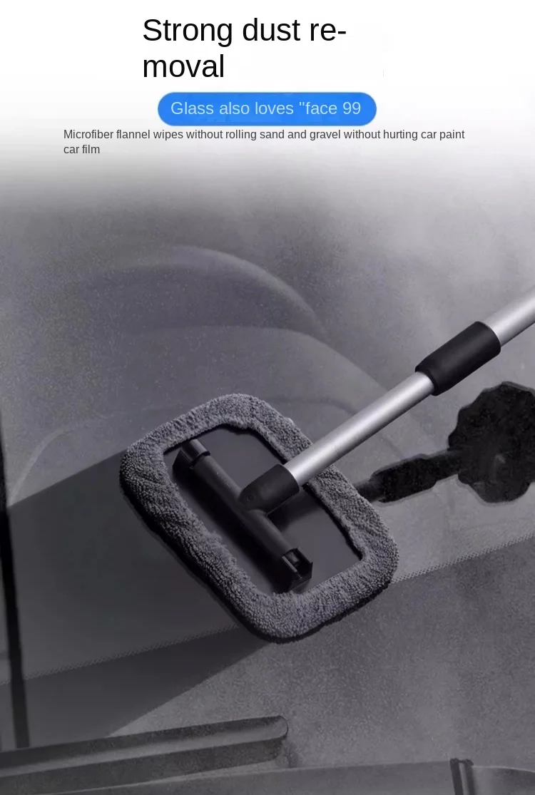 Auto-Fensterreiniger-Bürstenset Mikrofaser-Windschutzscheiben-Reinigungswerkzeug Auto-Innenraum-Glaswasch-Wischer Langer Griff Wiederverwendbares Tuchpad – Detail 4