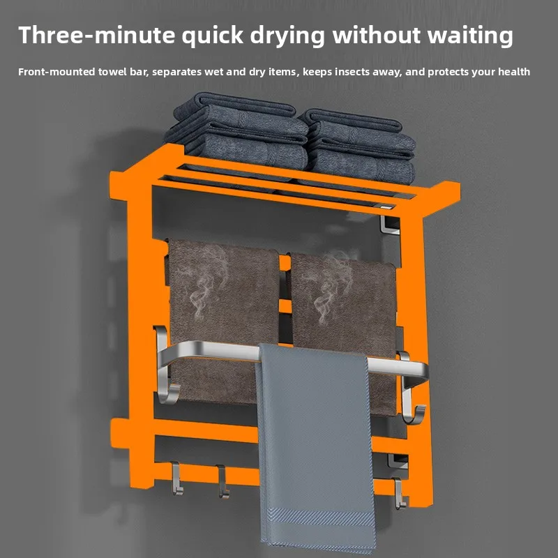 ‌ Умная вешалка для полотенец с подогревом, сушилка без сверления, полка с подогревом из углеродного волокна, энергосберегающий органайзер для ванной комнаты с защитой от клещей