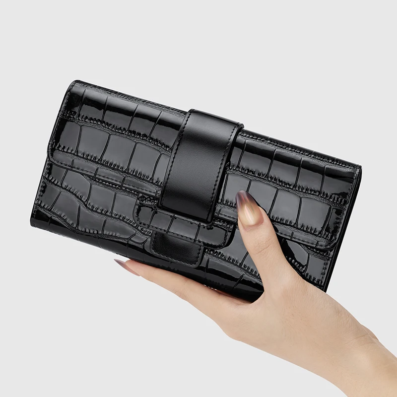 

Женский длинный кошелек, Новая женская сумка-клатч 2026 года из натуральной кожи с крокодиловым узором, модная женская сумочка