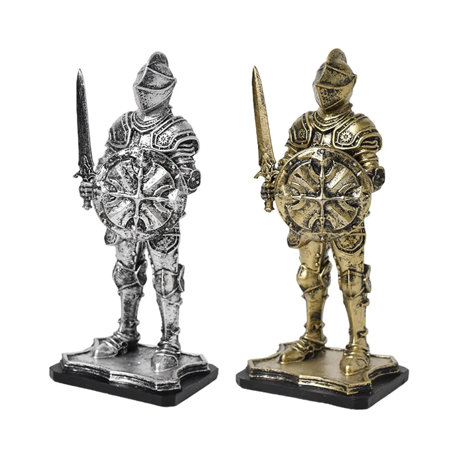 Knight Statue Vintage Creative Collectible Desktop Ornament Knight Figure for Office Living Room Shelf Table Centerpiece Bedroom