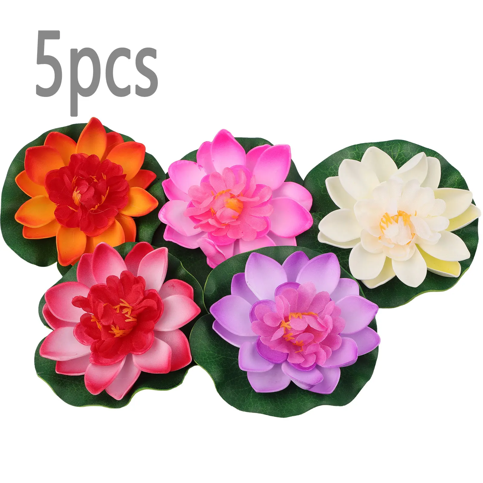 5PCS/Set Colorful Artificial Fake Floating Water Lily Random Colors Lotus Leaf Pond Plants Garden Pool Decor Garden Plants