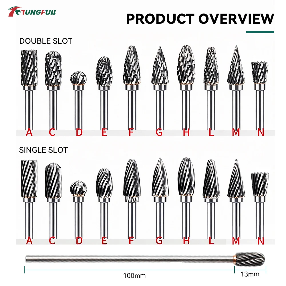 Tungsten Carbide Rotary Burrs Set Double Cut Single Cut Die Grinder Bits for Metal Carving Polishing Deburring Grinding Tool - view 6