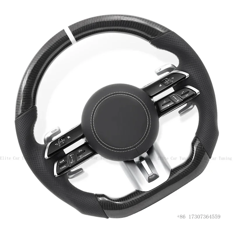 

For Mercedes-Benz AMG W167 W177 W190 W204 W205 W212 W213 W222 W223 W221 X253 GLE GLC S500 G500 Carbon Fiber Sport Steering Wheel