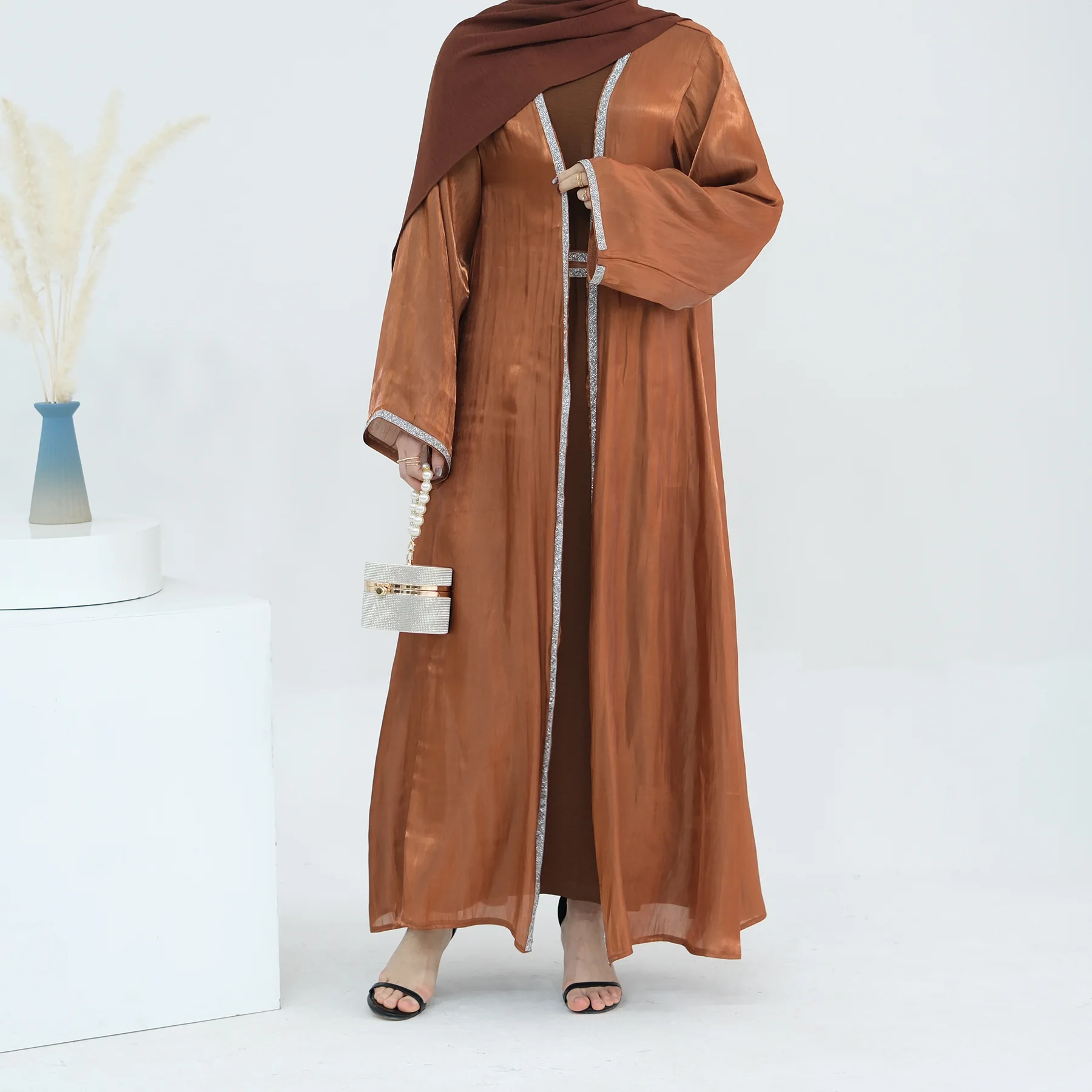 Fashion Evening Dress Open Abaaya Abaya Luxury Dubai Kaftan Turkey Prayer Clothes  Cardigan Party Muslim Woman Clothes Femme