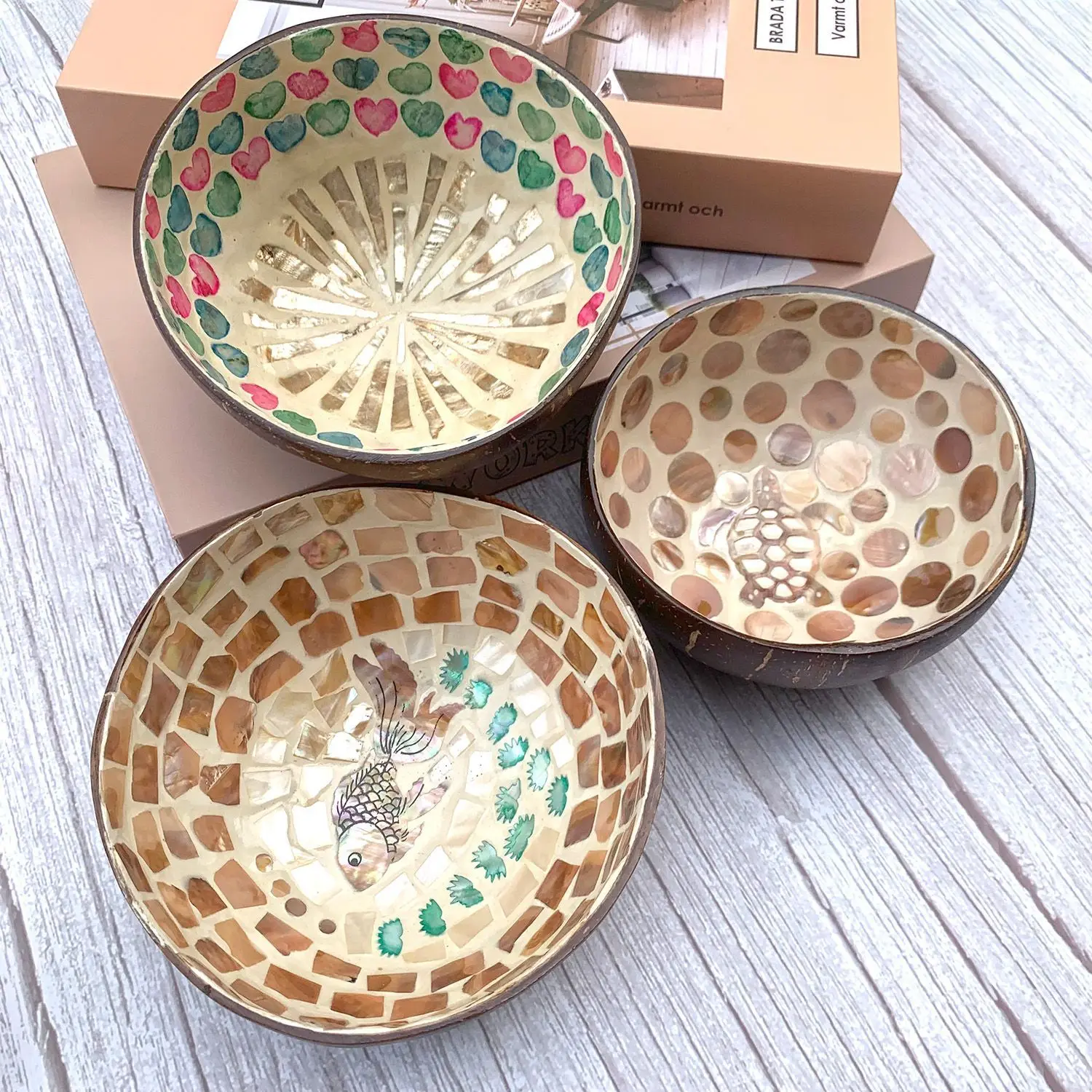 Natural Coconut Bowl Handmade From Coconut Shell Eco Friendly Tableware For Home Dining Decoration