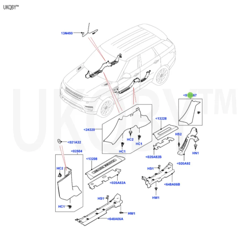 La nd Ro ve r Sp or t Ra ng e Ro ve r 2014 LR043348 panel assembly - C-pillar - inner side