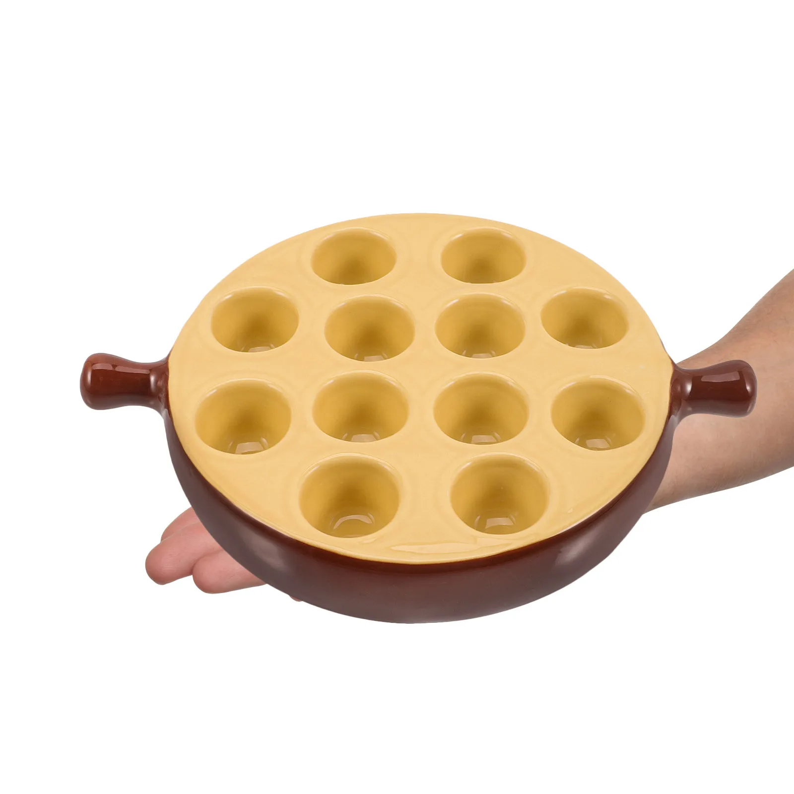 

12 Holes Ceramic Escargot Plate Snail Serving Tray Oven Safe Non Slip Bottom Mushroom Seafood Grill Pan Escargot Pan