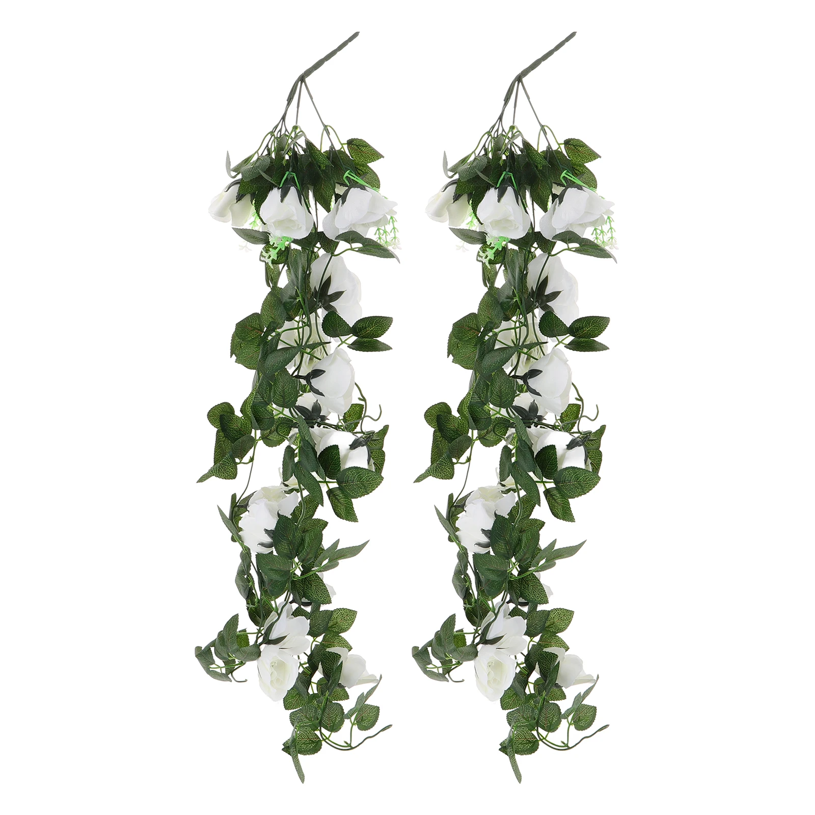 

2 Pcs Simulated Rose Rattan Fake Flower Vines Fluorescence Artificial Pendant Garland Decorations Silk Cloth False