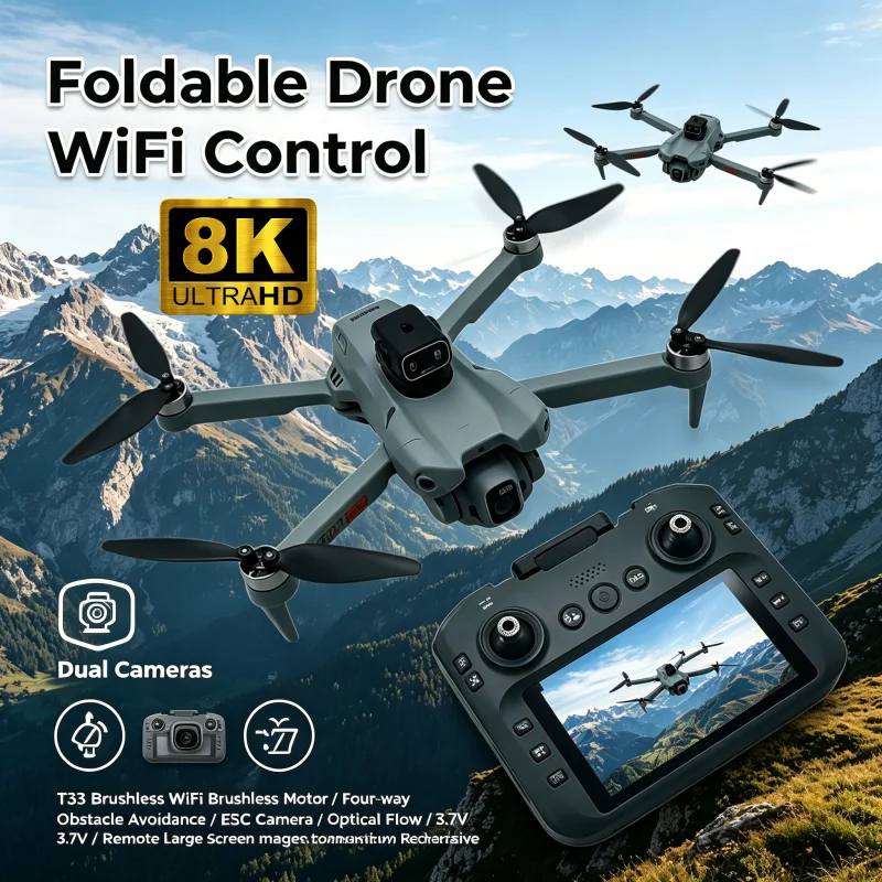 2026-new-t33-rc-drone-8k-camera-4-point-5-inch-screen-folding-four-axis-aircraft-3-point-7-v-headless-mode-gps-fpv-aerial-gift