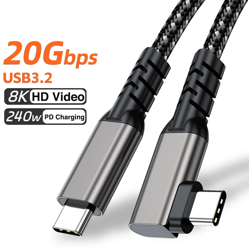

20Gbps USB 3.2 Type C To C Cable 8K@60HZ PD 240W 5A Fast Charging For iPhone 15 16 Macbook iPad Pro Samsung Laptop SSD 1m 2m 3m