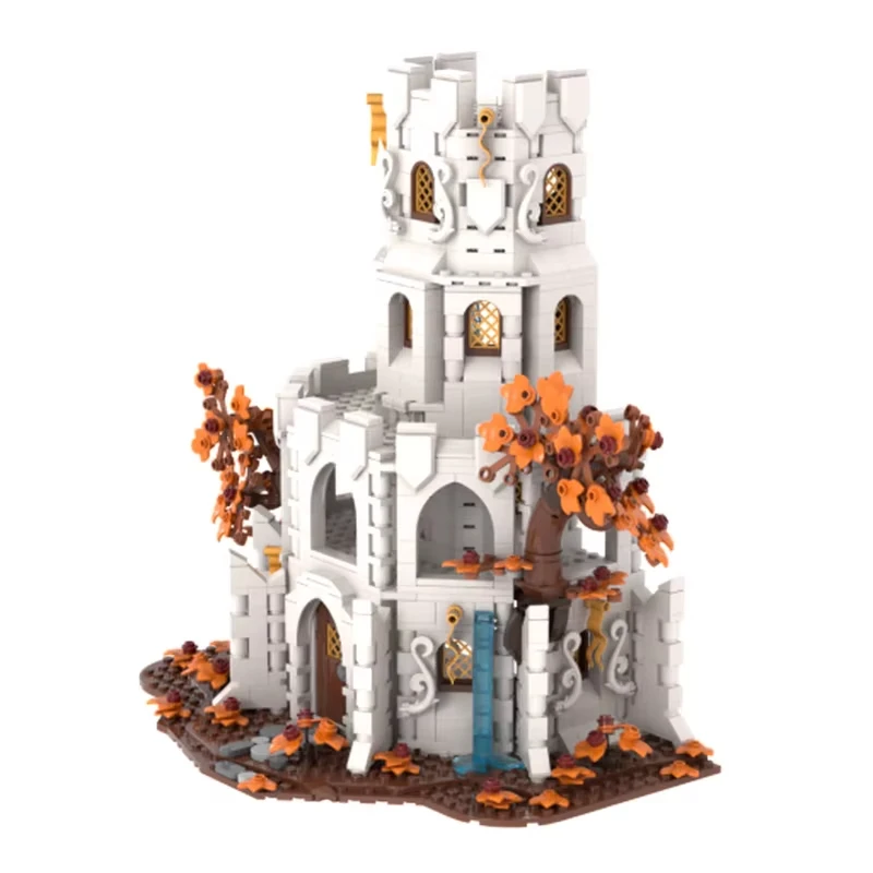 1470 piezas MOC arquitectura medieval torre de mago blanco modelo DIY montaje juguetes de bloques de construcción regalo de cumpleaños para niños