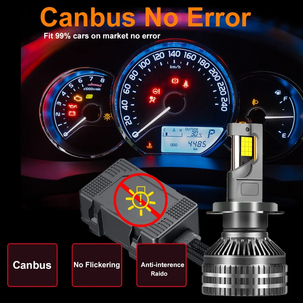 YHKOMS  300W 30000LM Canbus H4 H7 Led 9005 9006 H1 H11 Bulb Led Lamp 24 CSP 9054 Power Car Headlight Light  3 Copper Tubes