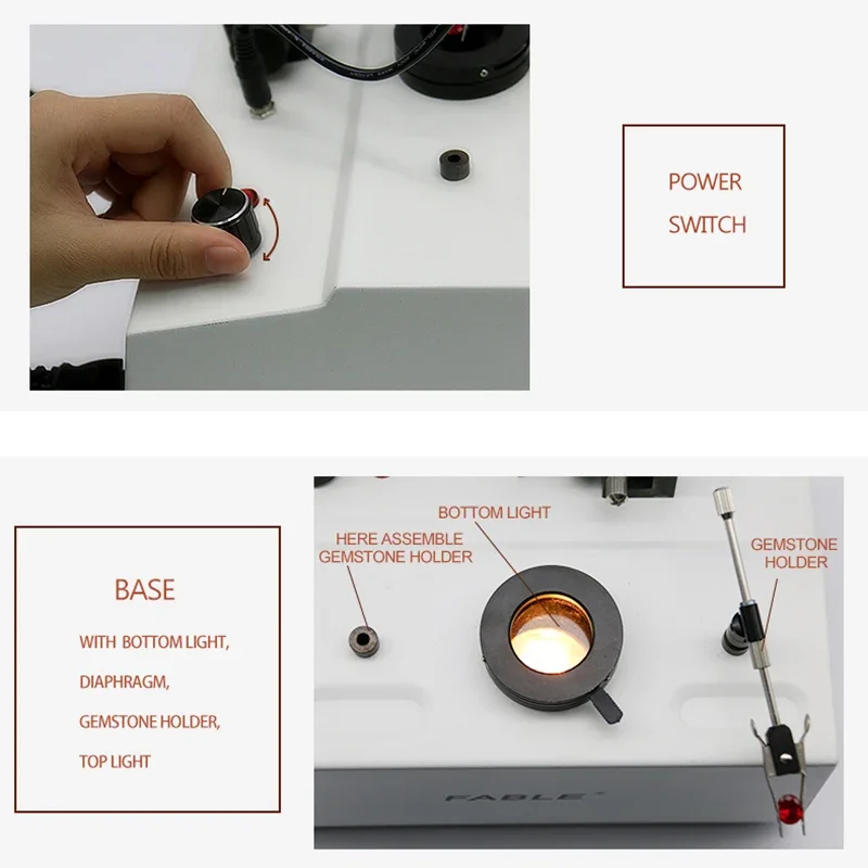 Gem Prism Spectroscope FTS-50 Absorption spectrum gives an indication of coloring elements present in the gemstone