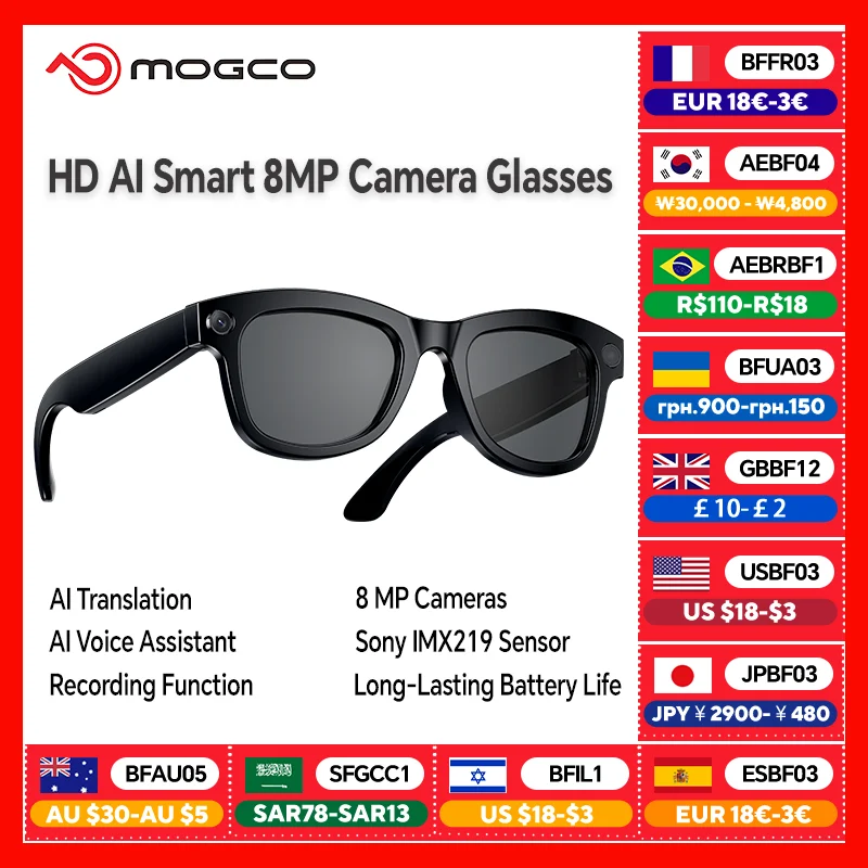 

M01Pro AI Smart Glasses Ture 8MP Camera, Support 100+ Languages,Bluetooth Call, Voice Assistant,Eyewear for Trave & Meetings