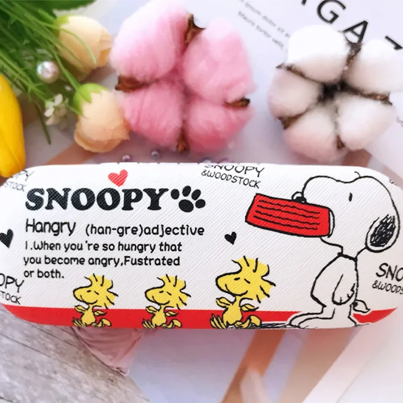 Snoopy Glasses Cartoon Storage Box Student Hard Leather Reading Eyewear Rectangle Box Holder Accessories Personality Gift New