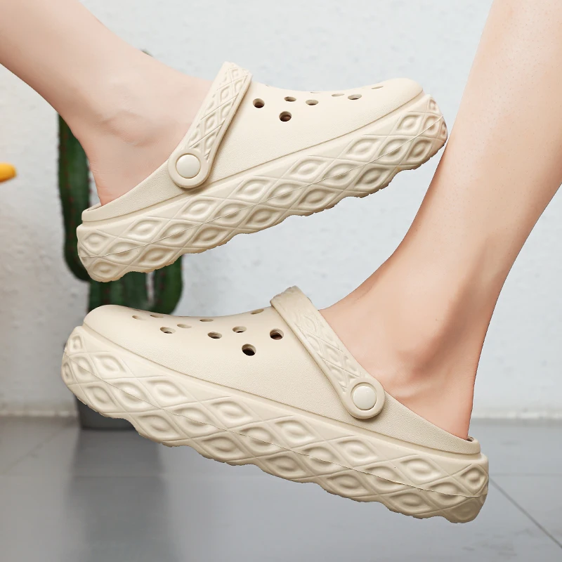 

Spring Summer New Couples' Platform Clogs, Height Increasing, Non-Slip, 2-in-1 Closed-Toe Slippers for Casual Beach & Daily Wear